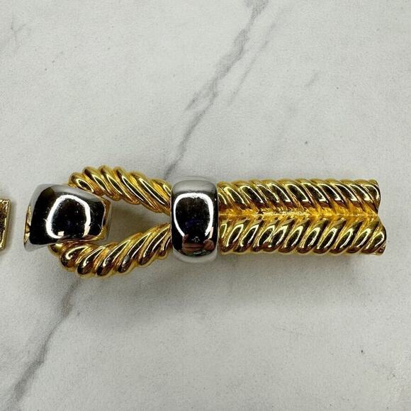 Vintage Gay Boyer Gold Silver Tone 2 Piece Interlocking Belt Buckle ✨